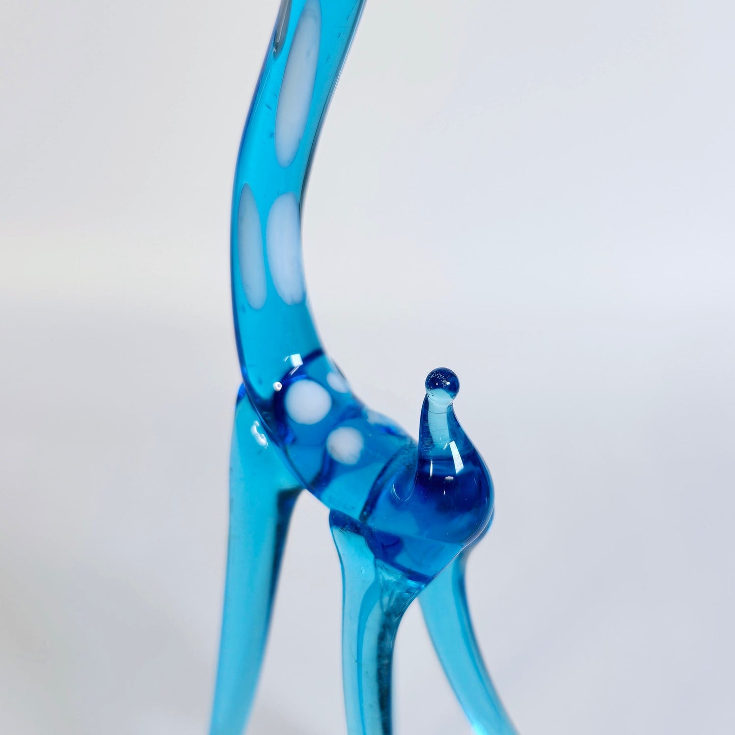 Handblown Slender Blue Art Glass Deer, Doe, Stretched Glass Deer