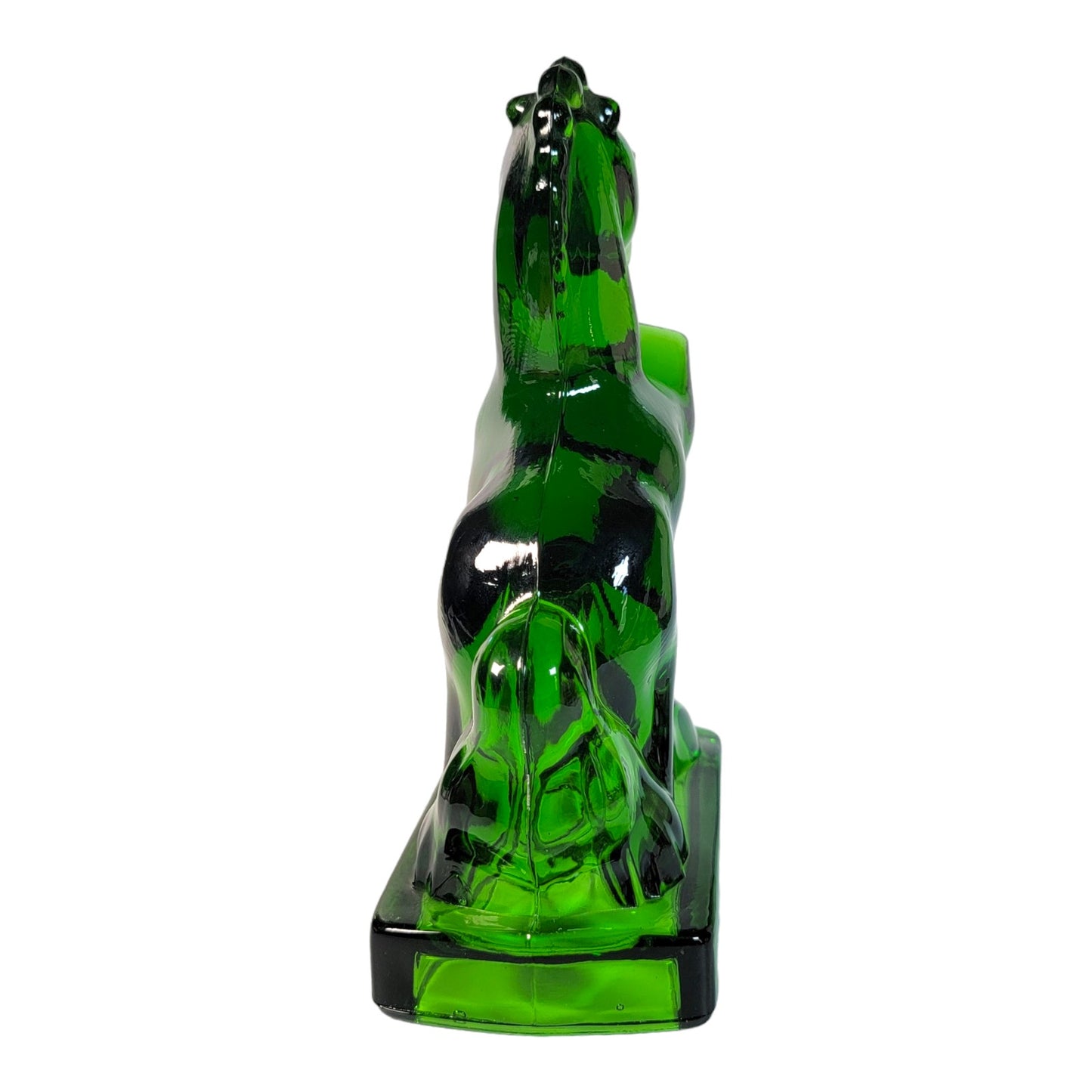 LE Smith Emerald Green Glass Rearing Horse Bookends Set of 2, 8" Tall