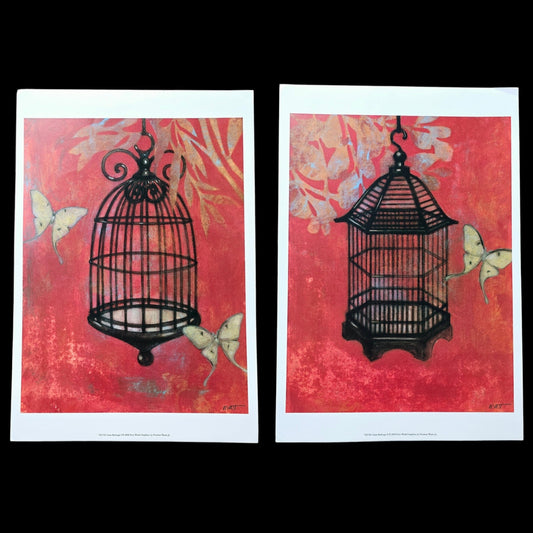 Two 16x12 Butterfly Art Prints: "Asian Birdcage I and II, 2008 New World Graphics by Norman Wyatt, Jr.