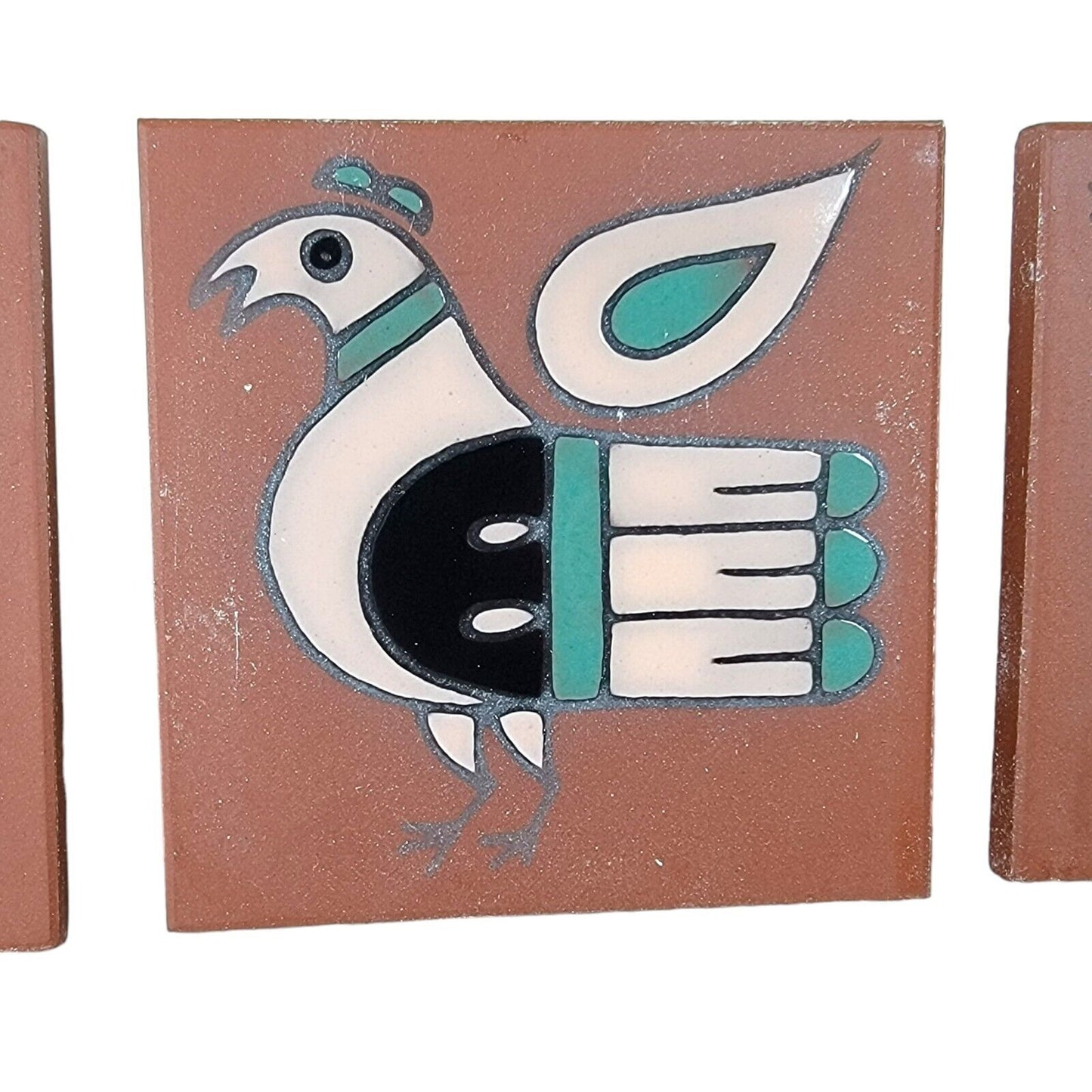 Set of 4 Italian Clay Coasters Southwest Theme Fish, Lizard, Bird, Turtle