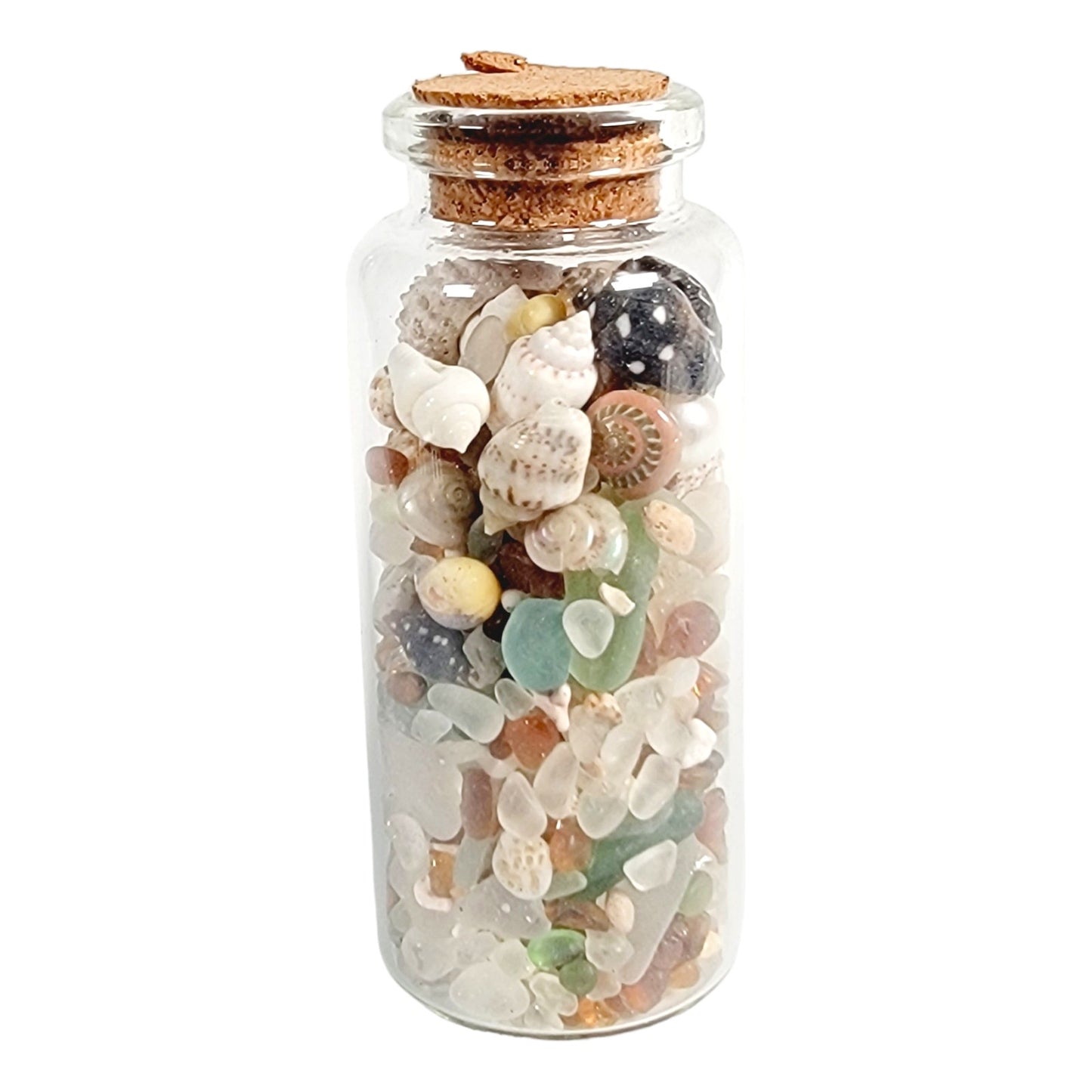 Tiny Shells and Sea Glass in Tiny Jar, Made in California