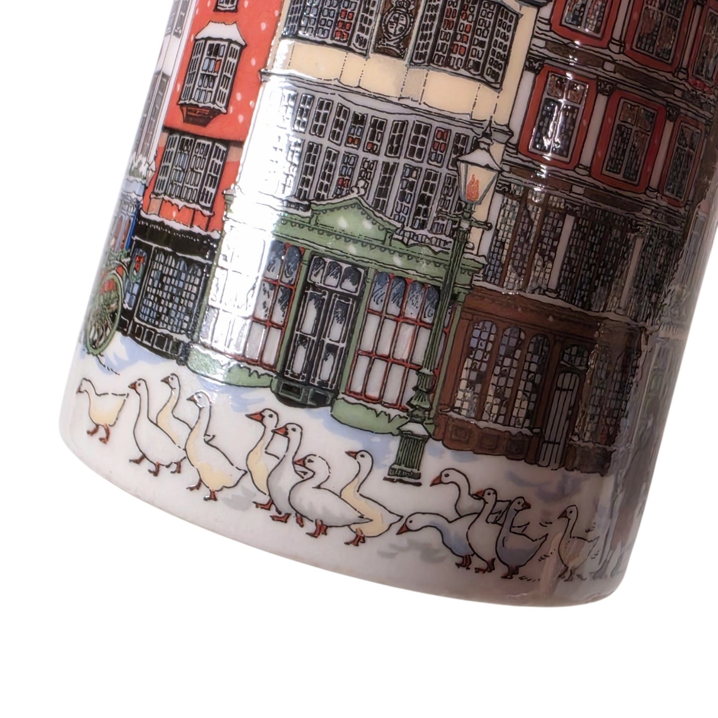 Dunoon Scotland Fine Bone China Mug Sue Scullard Village Street Geese Cup