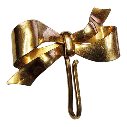 Vintage Ribbon Charm Holder Brooch / Pin Bow Pendant Marked A&Z 1/20 12KT GF