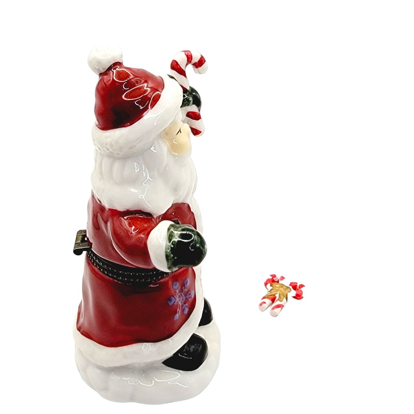 Santa Trinket Box Figurine with Candy Cane Trinket Inside 4.5" Santa Trinket Box