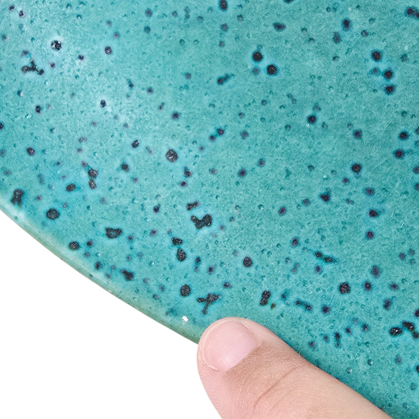 Anthropologie Zoysia Turquoise Speckled Ceramic Oval Platter - 15"