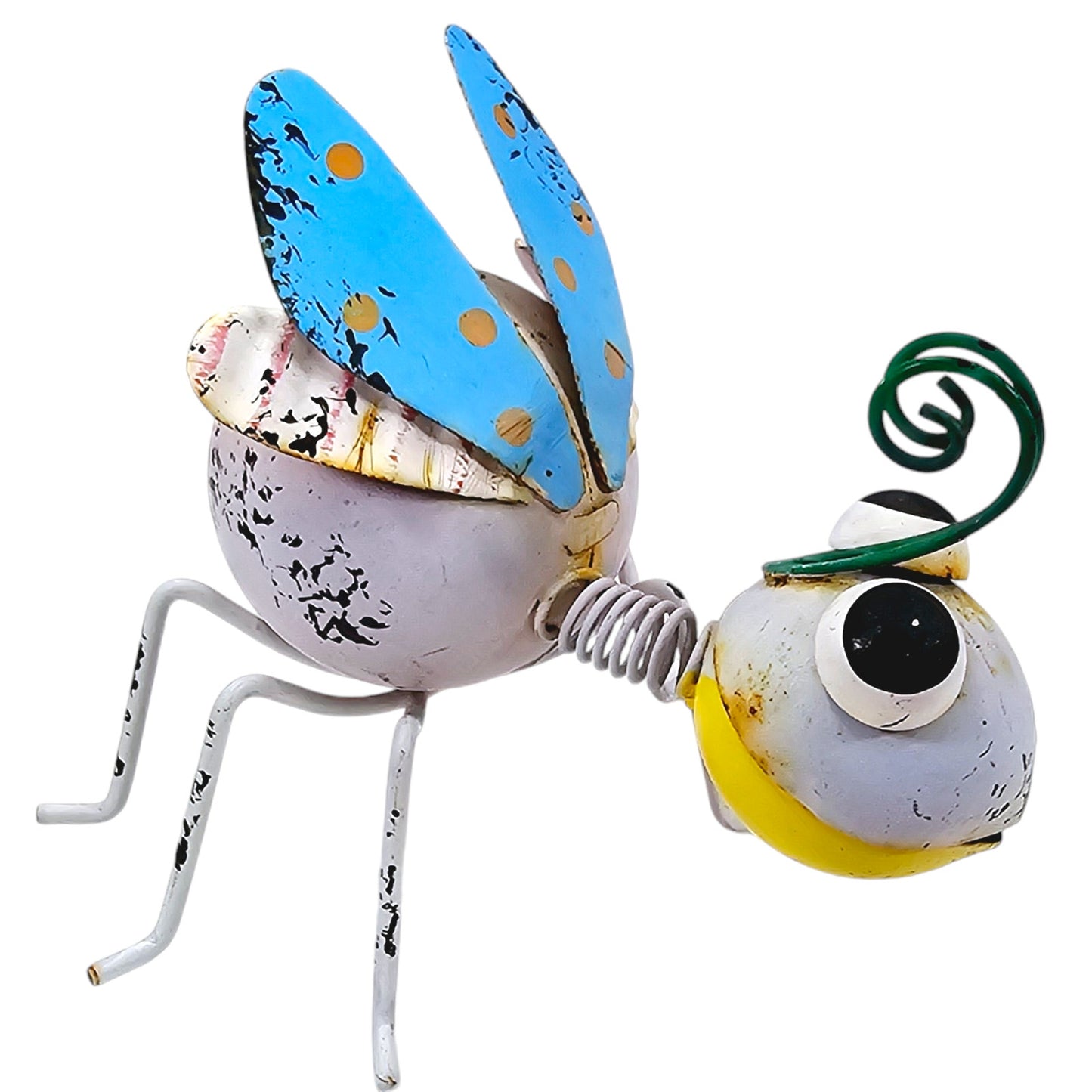 Colorful Metal Art Springy Garden Bug Sculpture Figurine 3.75" H x 4.5" W