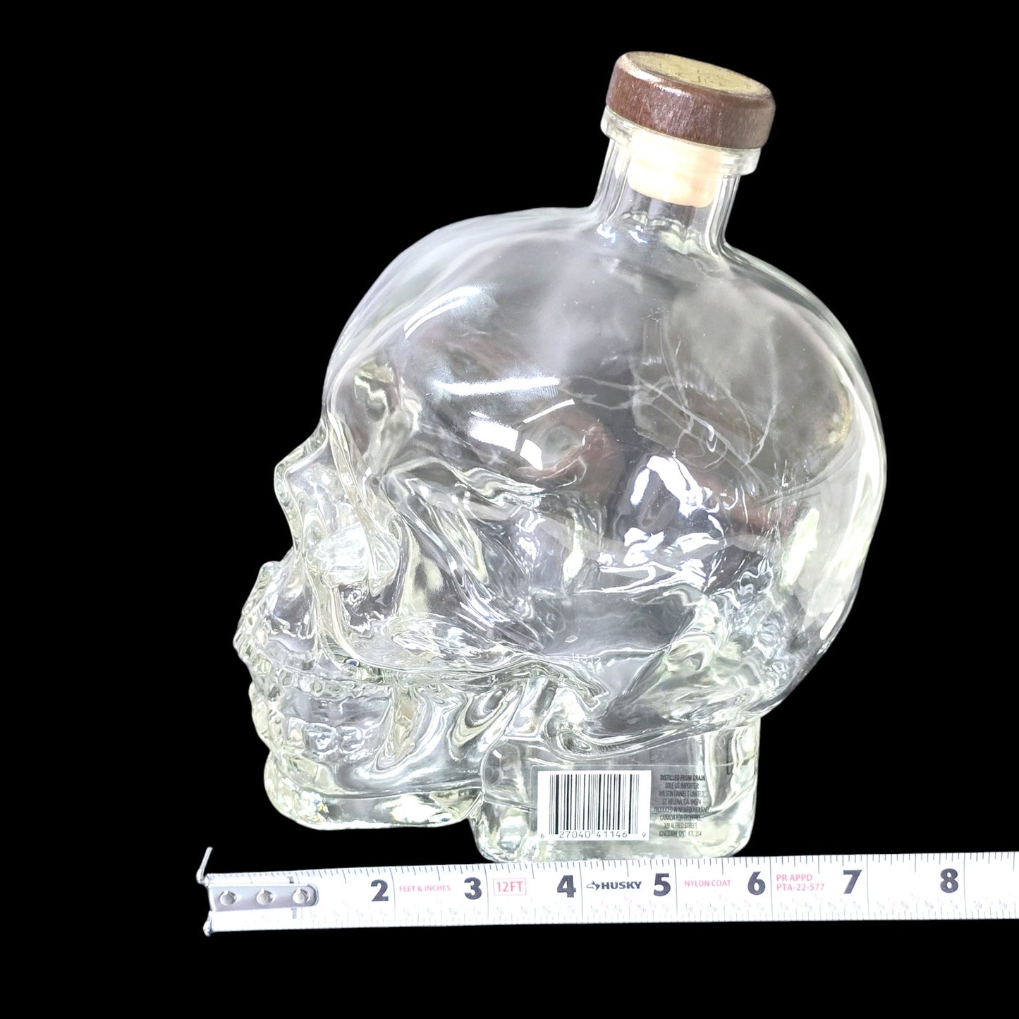 Large Crystal Head Vodka Skull Bottle (Empty) 1.75 L w/Original Stopper 9" H