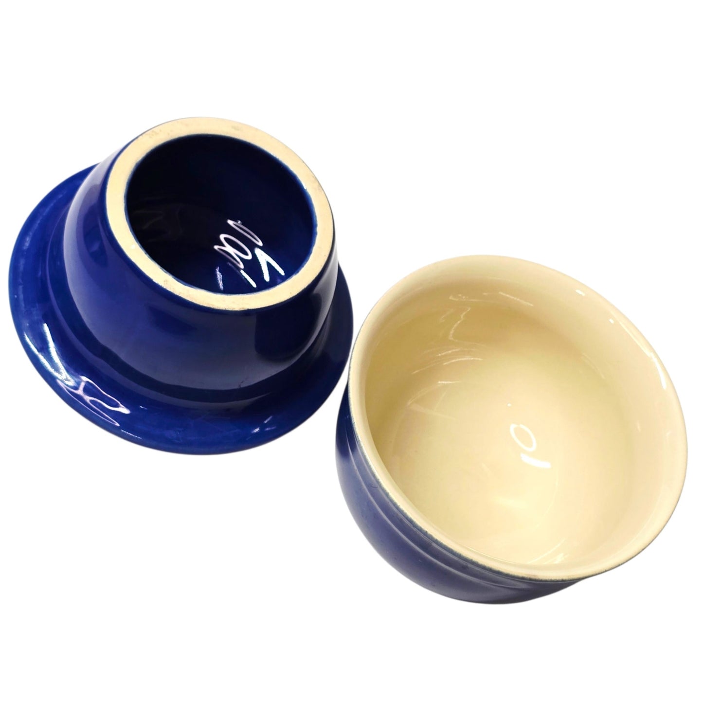 Emile Henry France Blue Ceramic Butter Bell Crock Lidded Dish Pot Stoneware
