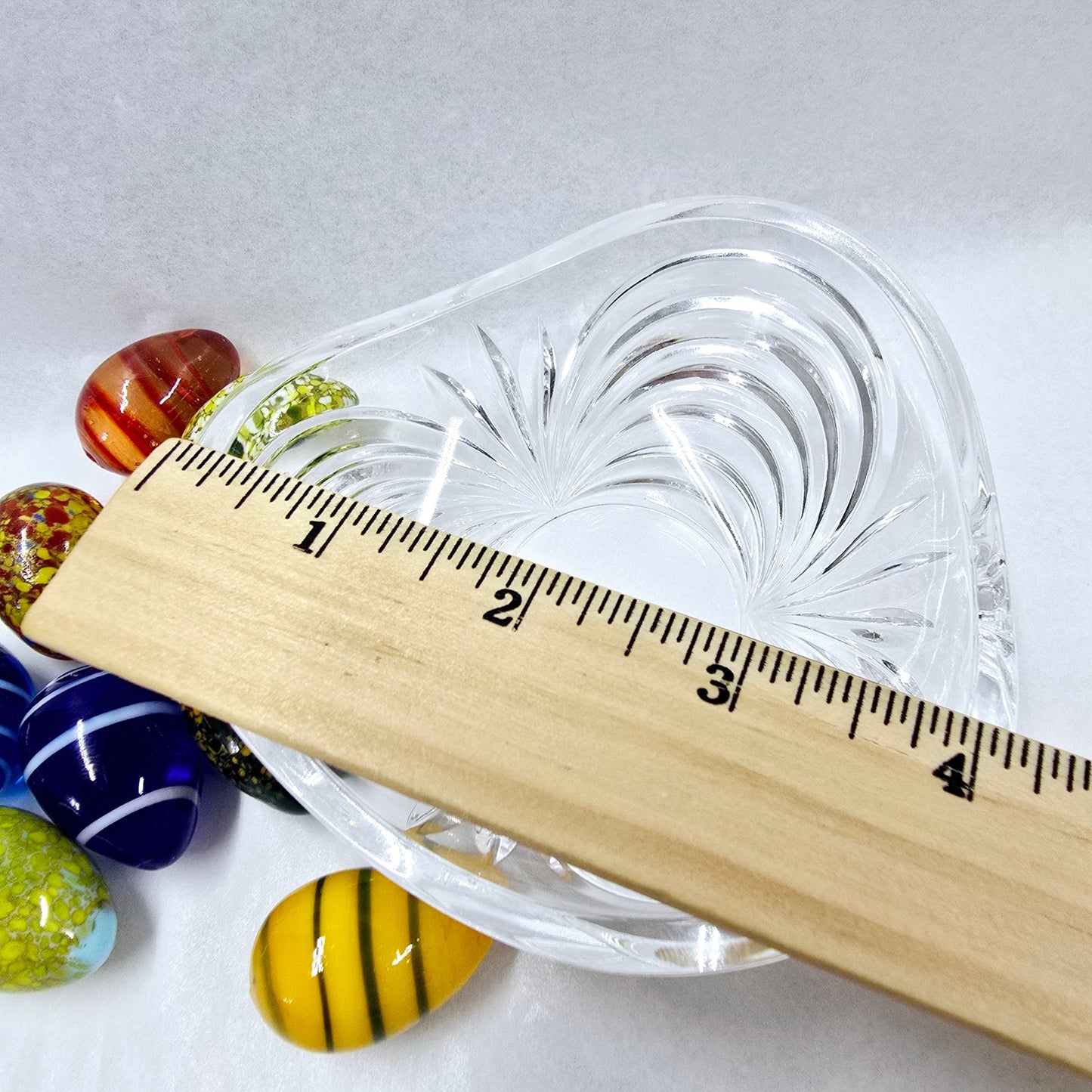 1 Dozen Handblown Glass Eggs in Crystal Dish, 12 Small Colorful Artisan Glass Eggs