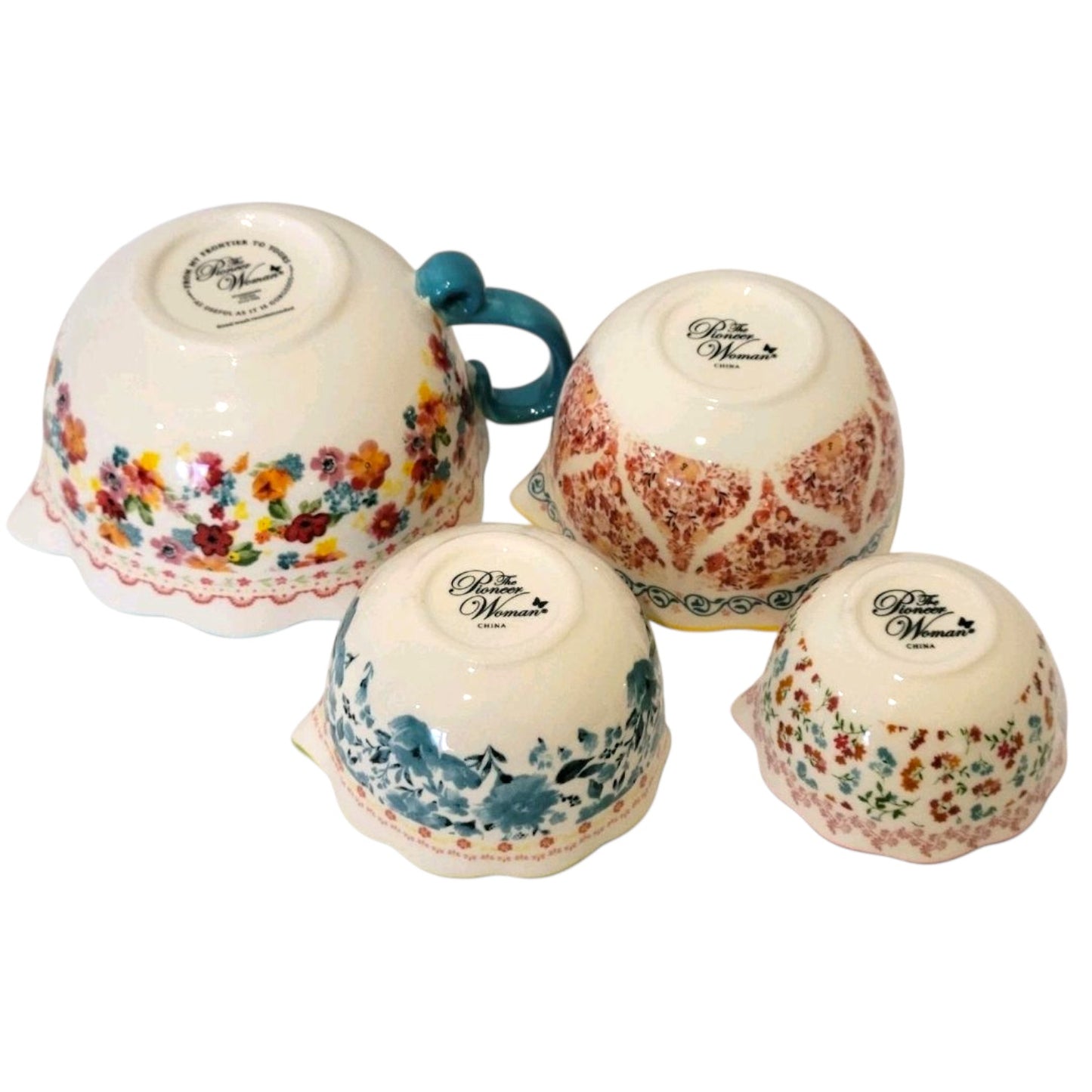 The Pioneer Woman Wildflower Whimsy Set of 4 Measuring Bowls 1 Cup 1/3, 1/2, 1/4