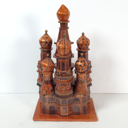 Vintage Saint Basil's Cathedral Straw Marquetry Souvenir Model