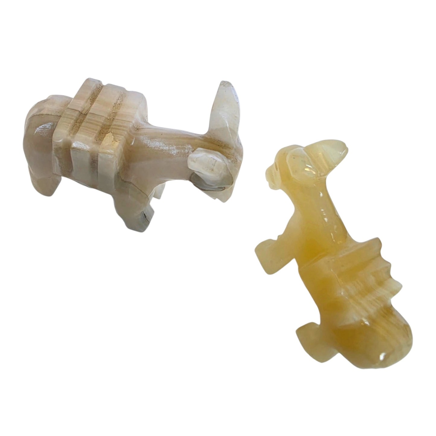 Vtg Carved Onyx Alabaster Donkey Figurines Pair UV Reactive Stone Nativity Piece