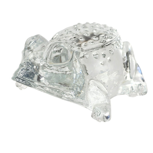 Heavy Clear Crystal Frog Paperweight - Sculptural Art Glass