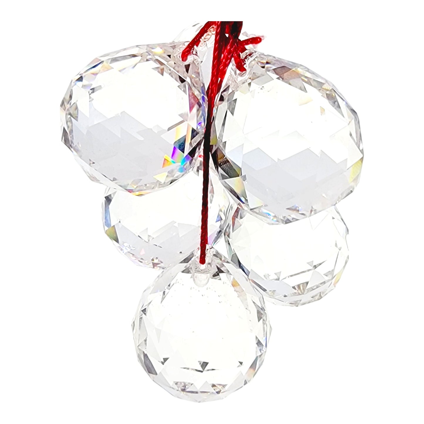 Set of 6 Crystal Faceted Prism Ball Suncatcher Orbs