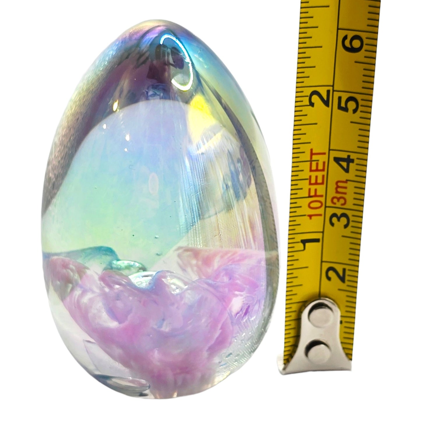 Glass Eye Studio Mt St Helens Ash Paperweight Signed MSH 1983 Mike Shaw Blue Vtg