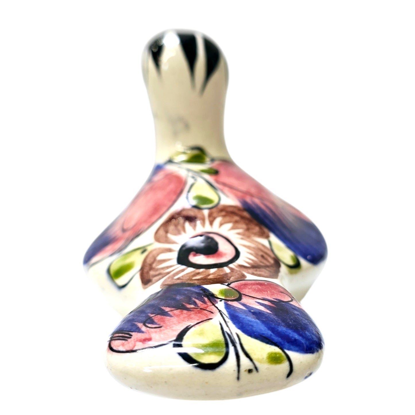 Hand Painted Mexican Floral Dove Tonal Pottery Bird