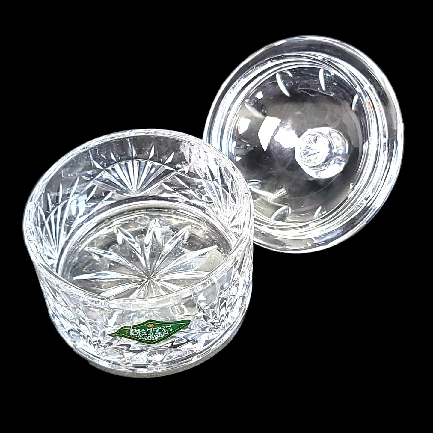 Shannon Crystal Stackable Creamer & Sugar with Lid, Irish Design Crafted in Poland, Cut Design