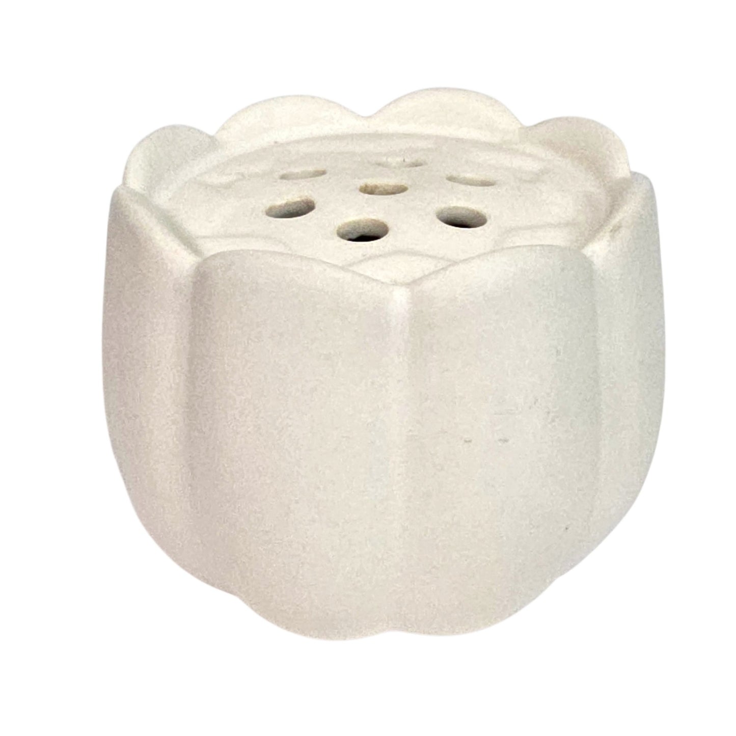 The Floral Society Ceramic Flower Frog Vase Matte White Scalloped Flower 3.5"