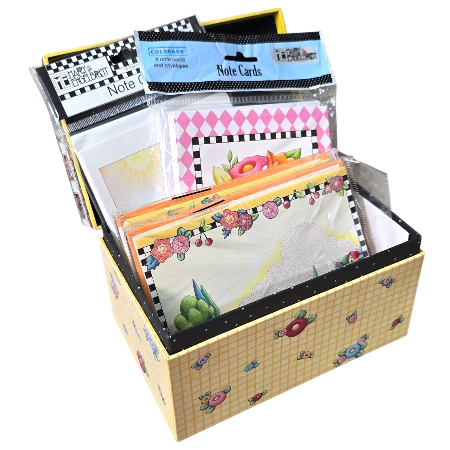 Mary Engelbreit Note Cards LOT with Card Storage Box