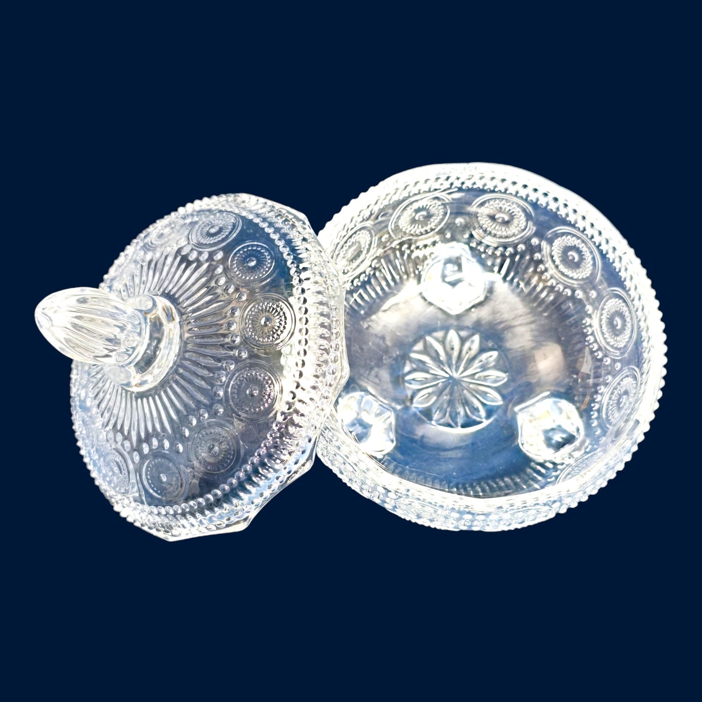 Vintage-Inspired Footed Glass Candy Jar / Trinket Box with Lid