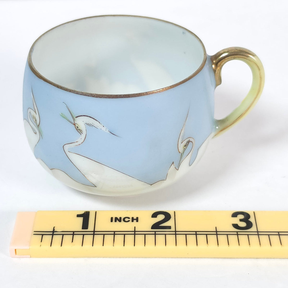 Vintage Japanese Blue Sky Crane Eggshell Porcelain Replacement Teacup