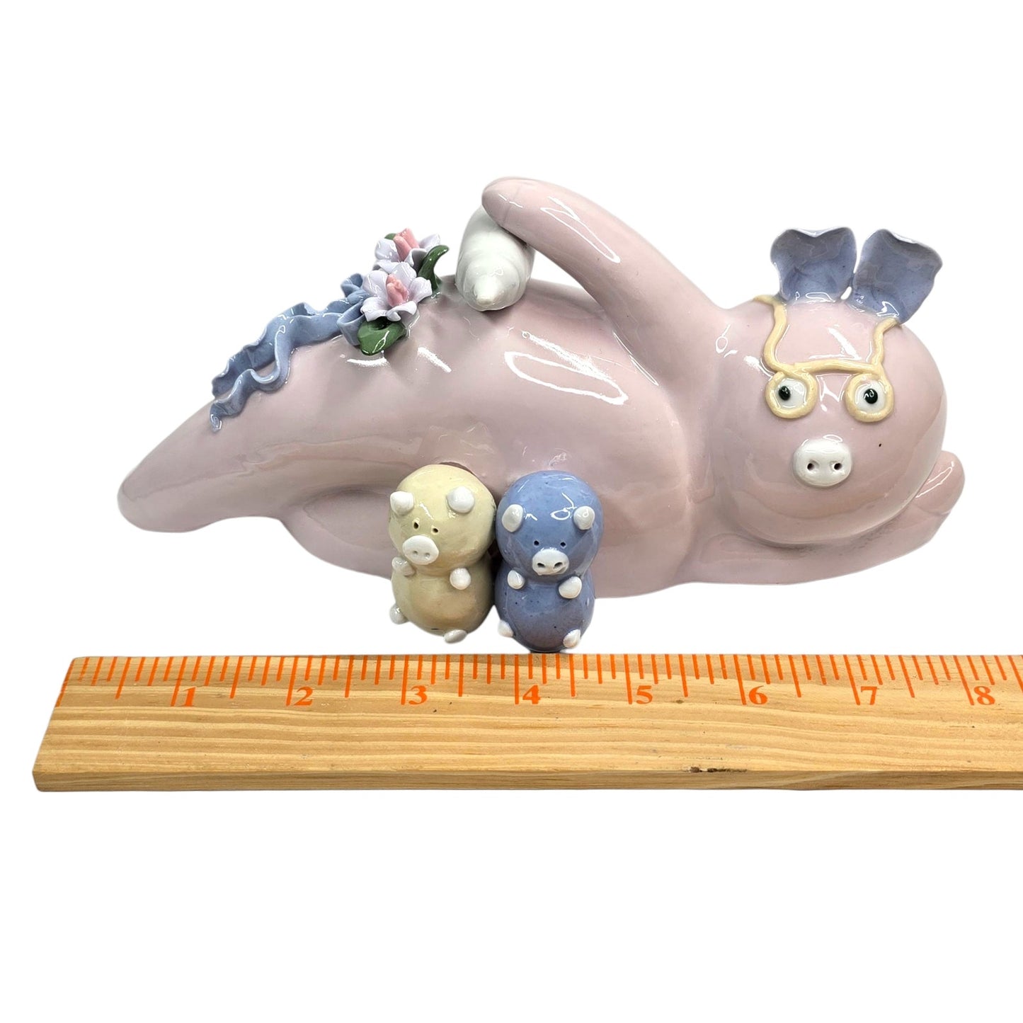 Whimsical Kitsch Pig Mom and Piglets Bank Pastel Pink Ceramic Farmhouse Decor