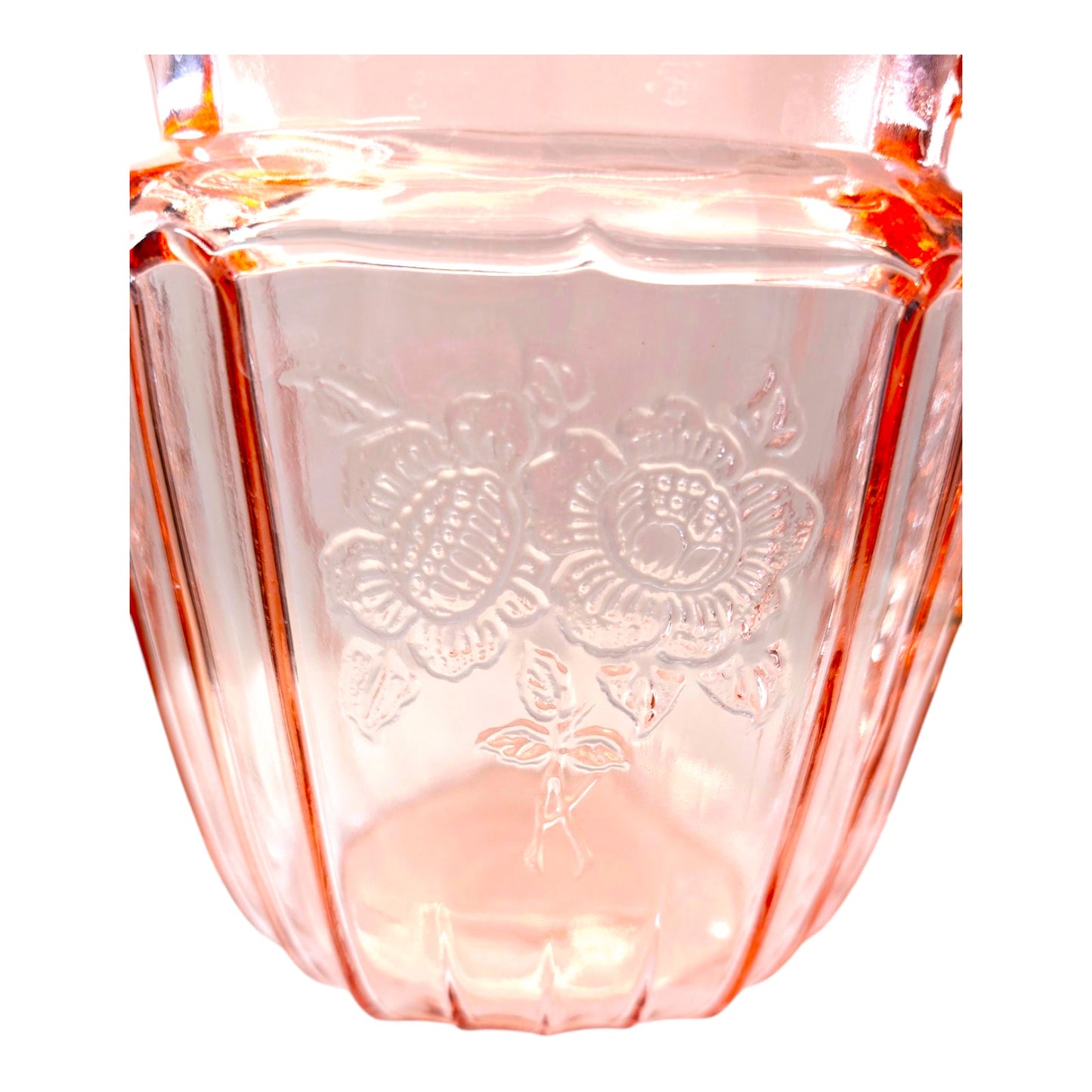 Vintage Mayfair "Open Rose" Pink Depression Glass Water Pitcher, 6"