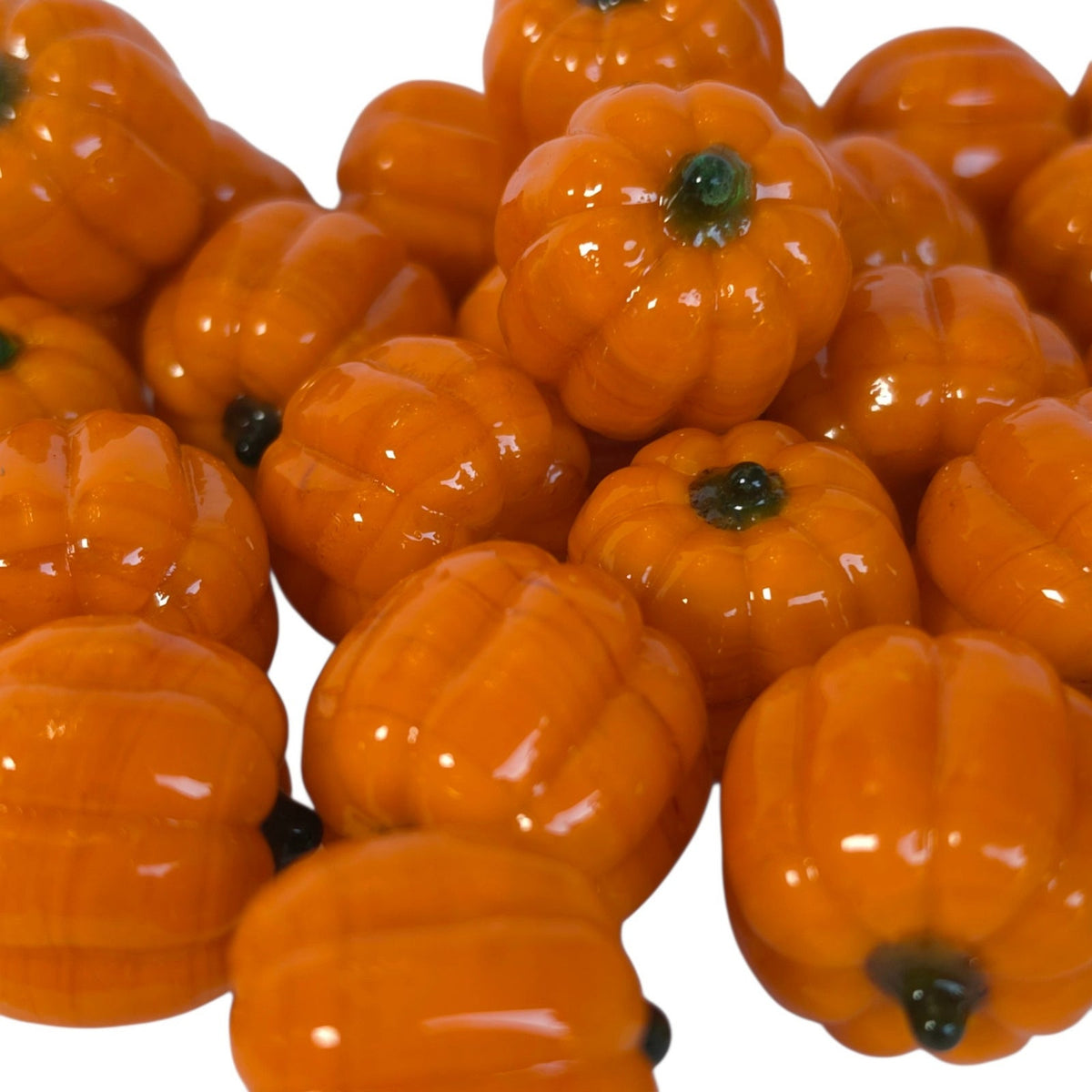 Set of Mini Orange Glass Pumpkins Fall Harvest Bowl Filler Decor