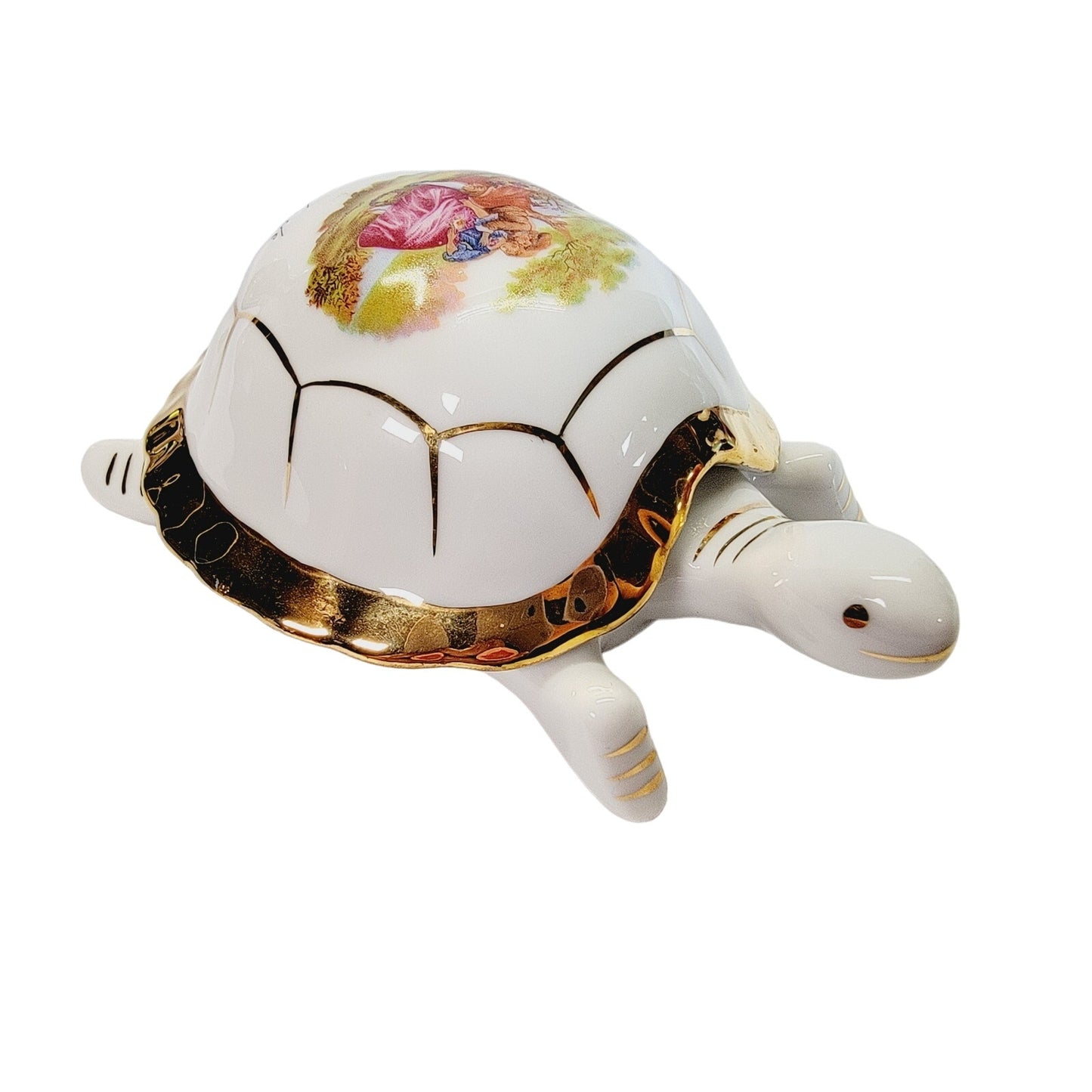 Elizabeth Arden Turtle Trinket Dish, Courting Couple, Lidded, Recuerdo de Toledo