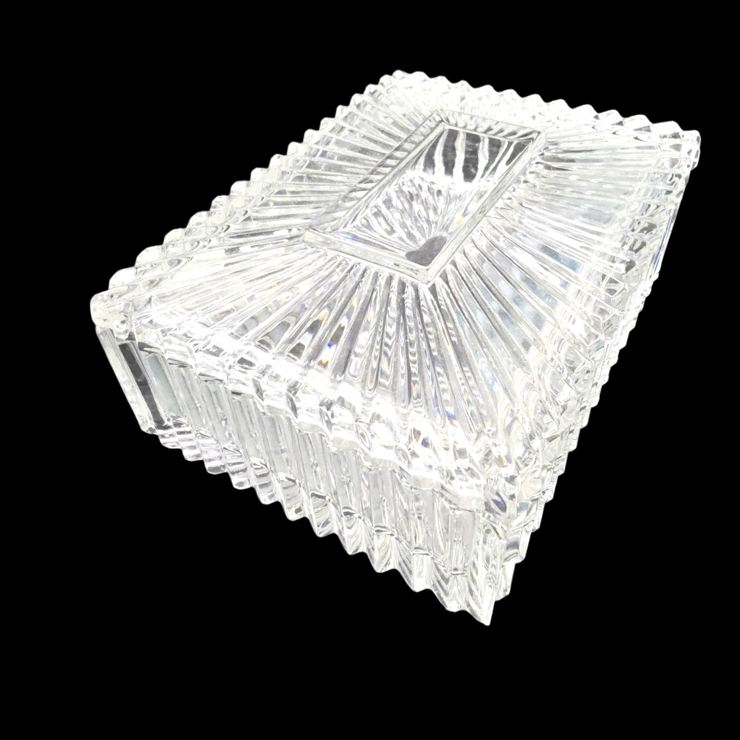 Vtg Godinger Crystal Legends 24% Lead Crystal Trinket Jewelry Box Dresser Box