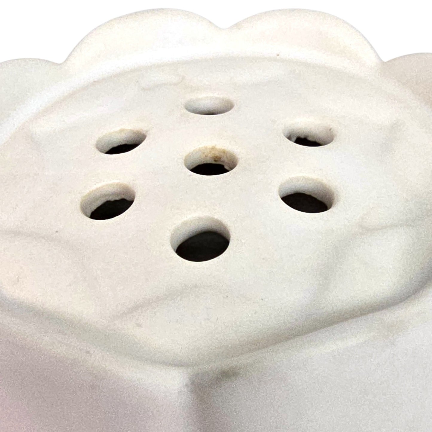 The Floral Society Ceramic Flower Frog Vase Matte White Scalloped Flower 3.5"