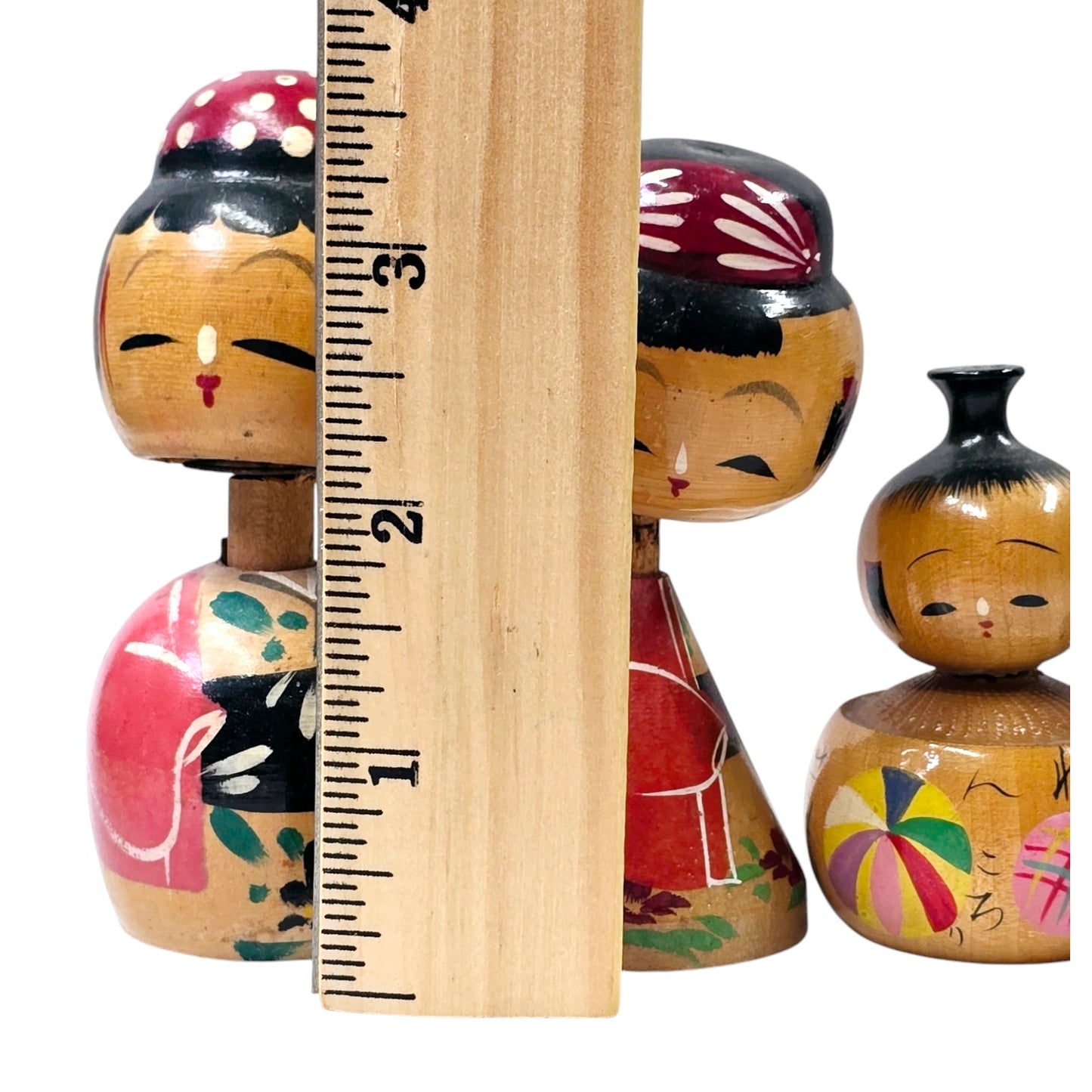 Lot of 7 Vintage Kokeshi Bobble Head Dolls