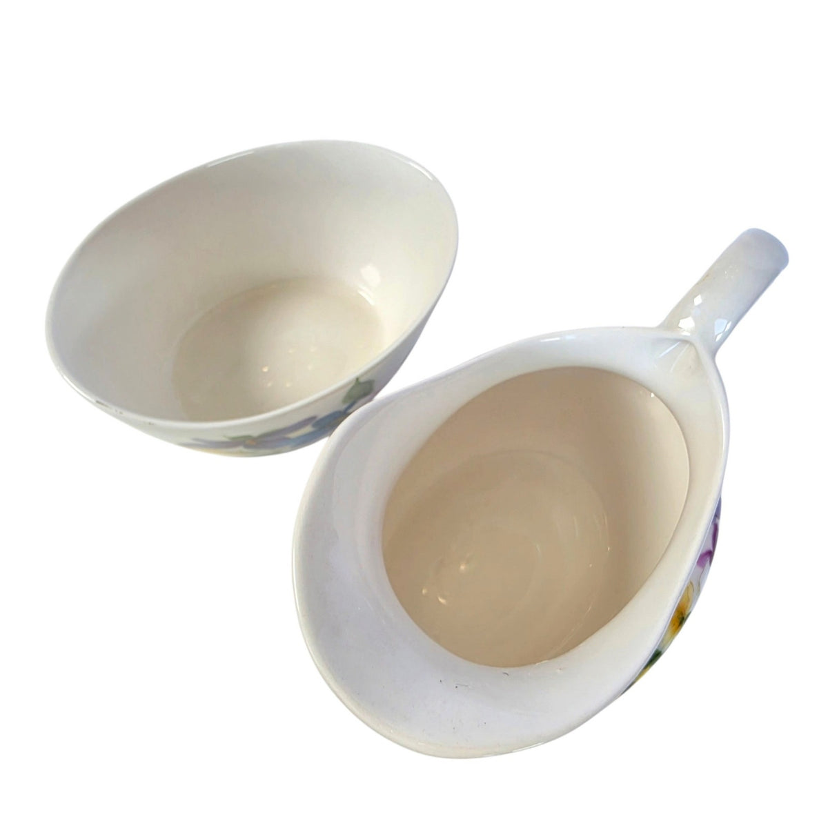 Vintage St George England Creamer & Sugar Bowl Fine Bone China Floral