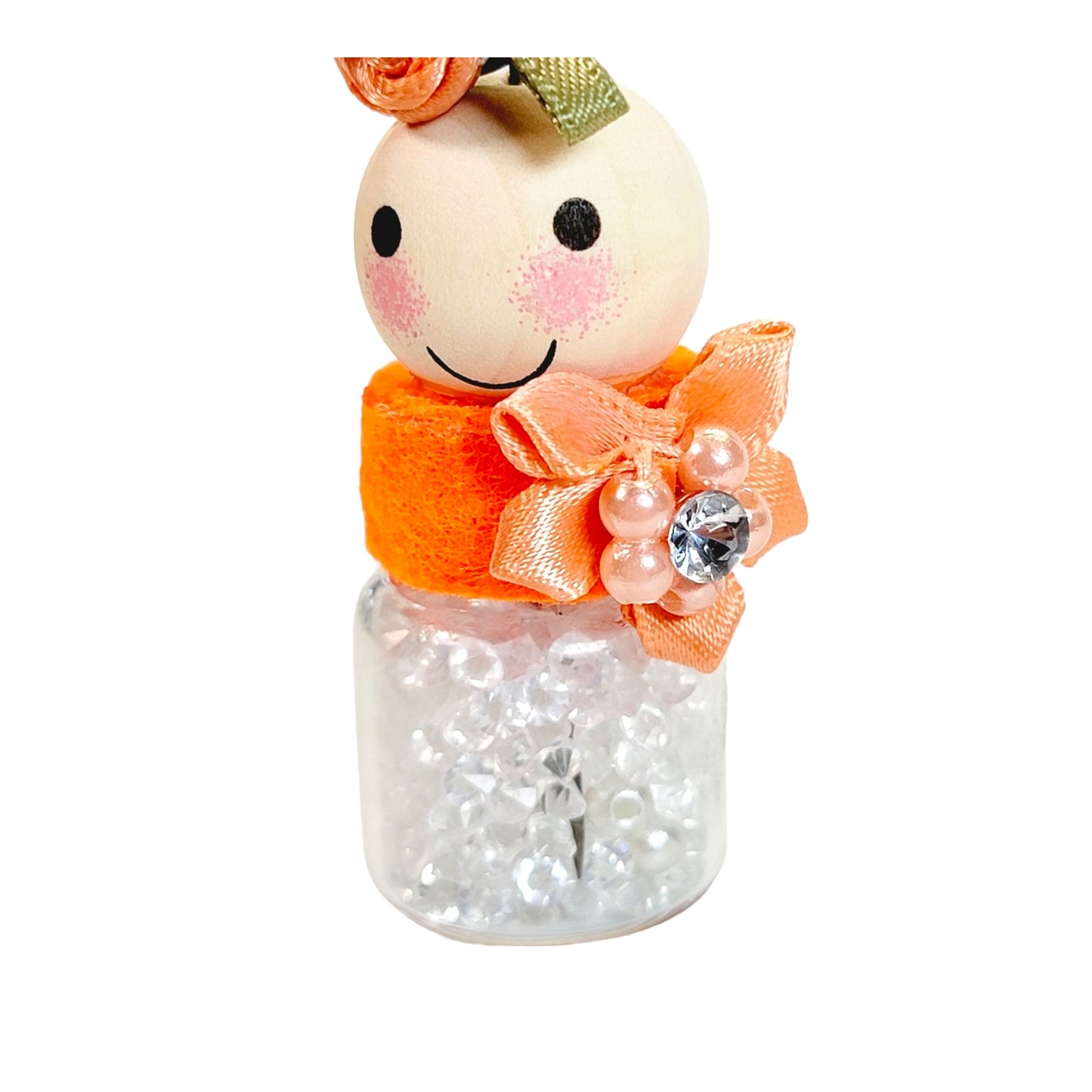 Orange Flower Sparkly Single Hat Pin Holder