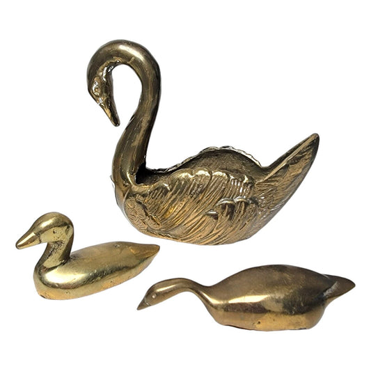 Set of 3 Vintage Brass Birds Lot