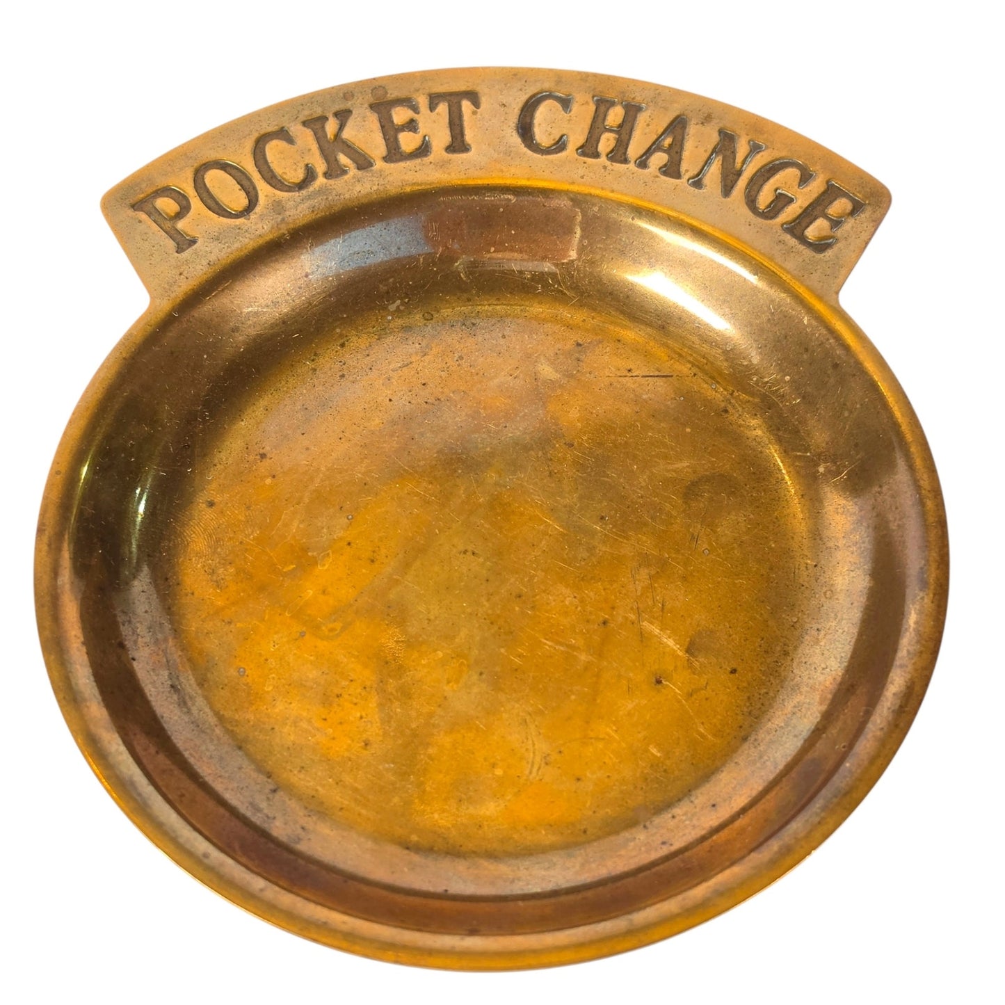 Vintage Brass "Pocket Change" Catch-All Coin Dish with Red Felt Lining