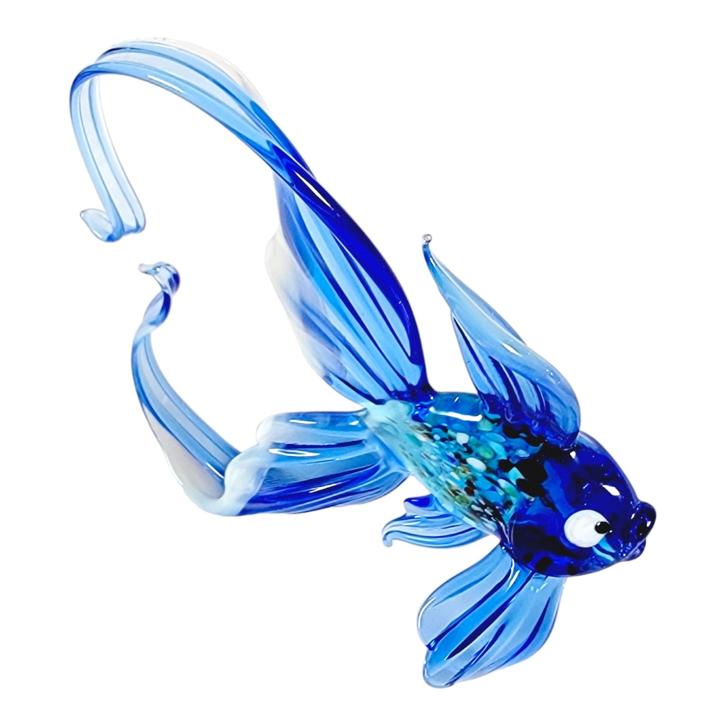 Art Glass Betta Fish Blue Glass Fish Murano-Style Glass Figurine Hand Blown Fish