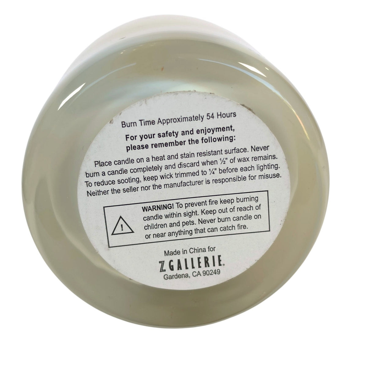 Z Gallerie Glow Candle White Vanilla Scent 54 Hour Burn Unburned Discontinued