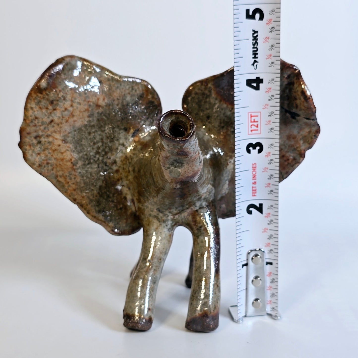 AS IS Studio Art Elephant, Hobbiest Pottery Elephant FIgurine, Repaired Ear