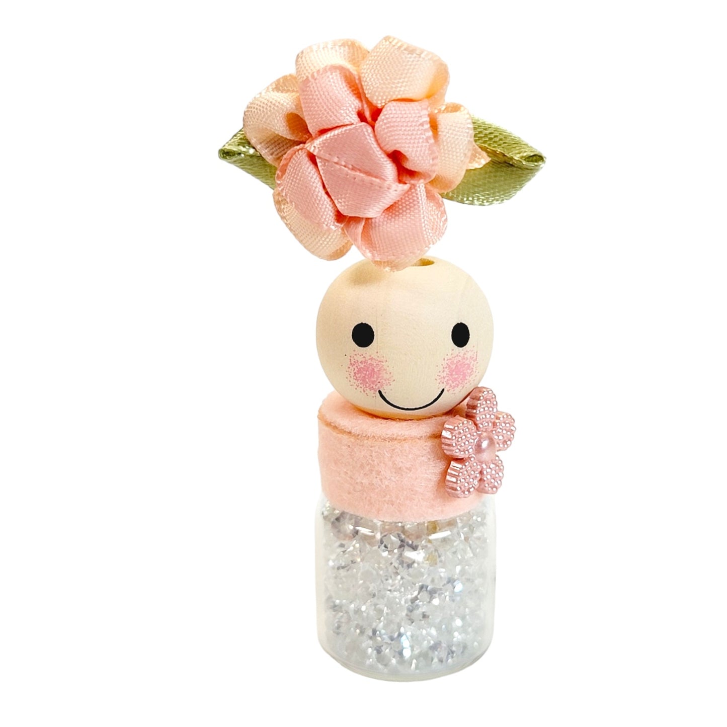 Peach Flower Sparkly Single Hat Pin Holder