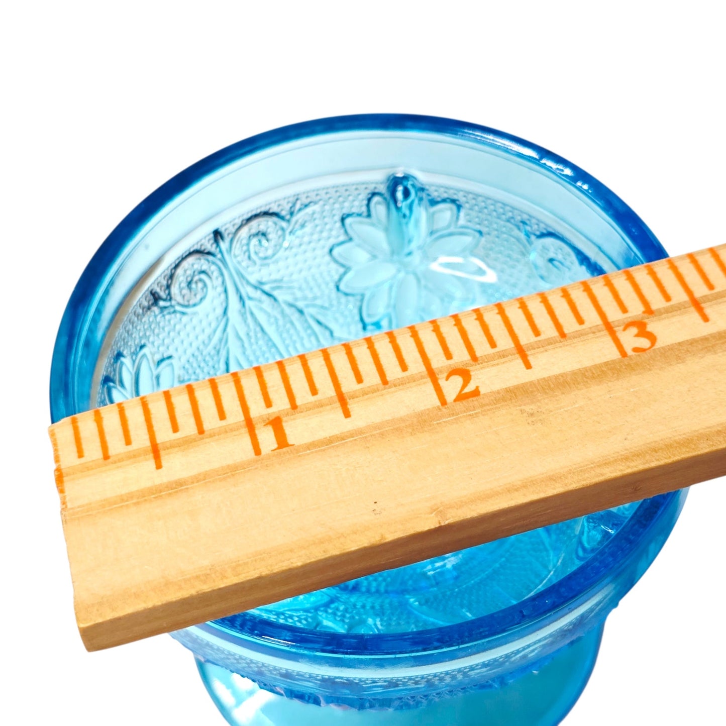 Vintage Indiana Glass Fairy Lamp "Horizon" Aqua Blue Floral Tiara Exclusives