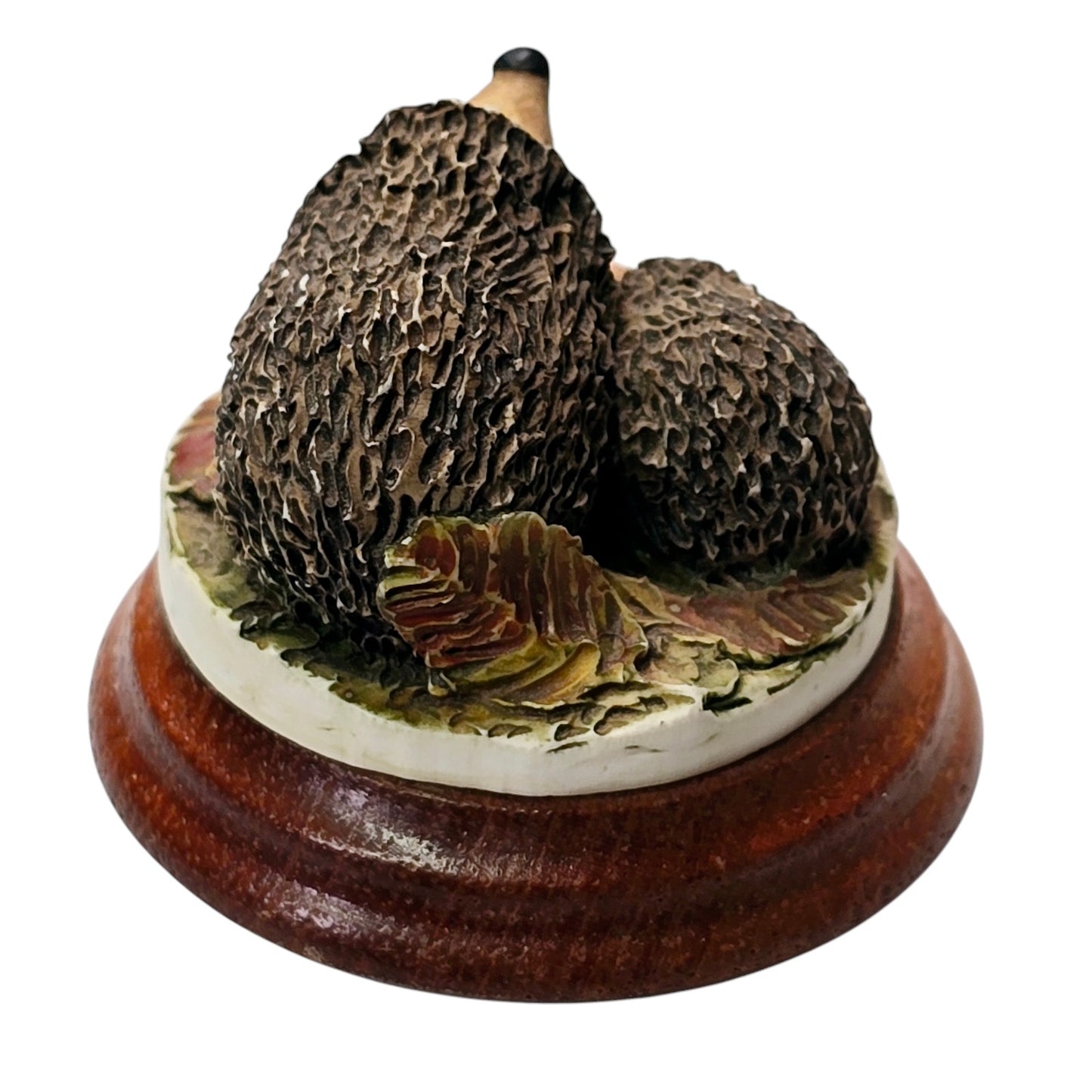 Cute Cuddly Tiny Hedgehogs Figurine on Wood Base, 1.5" w