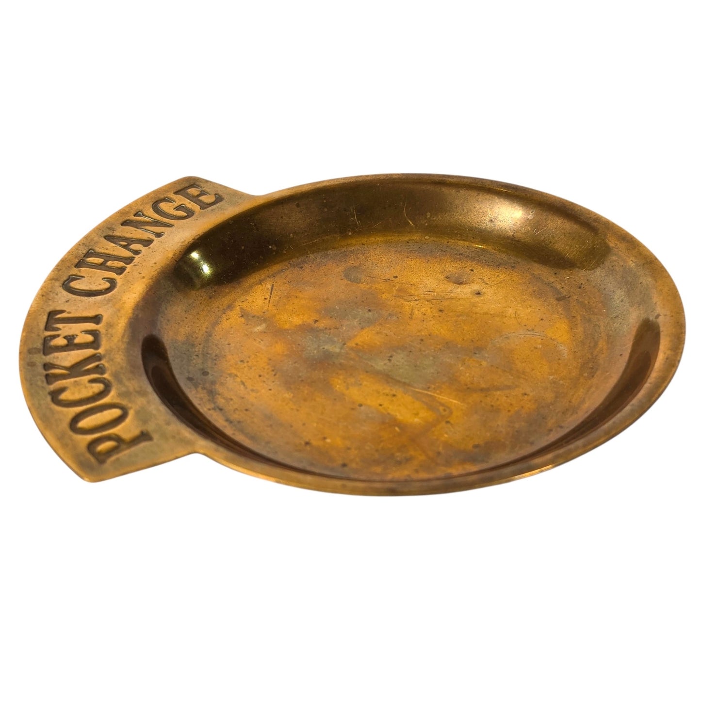Vintage Brass "Pocket Change" Catch-All Coin Dish with Red Felt Lining