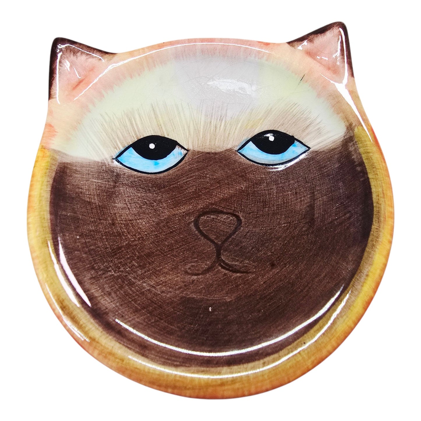 Vintage Y2K Bandwagon Cat Face Ceramic Drink Coasters - Set of 6 AS IS