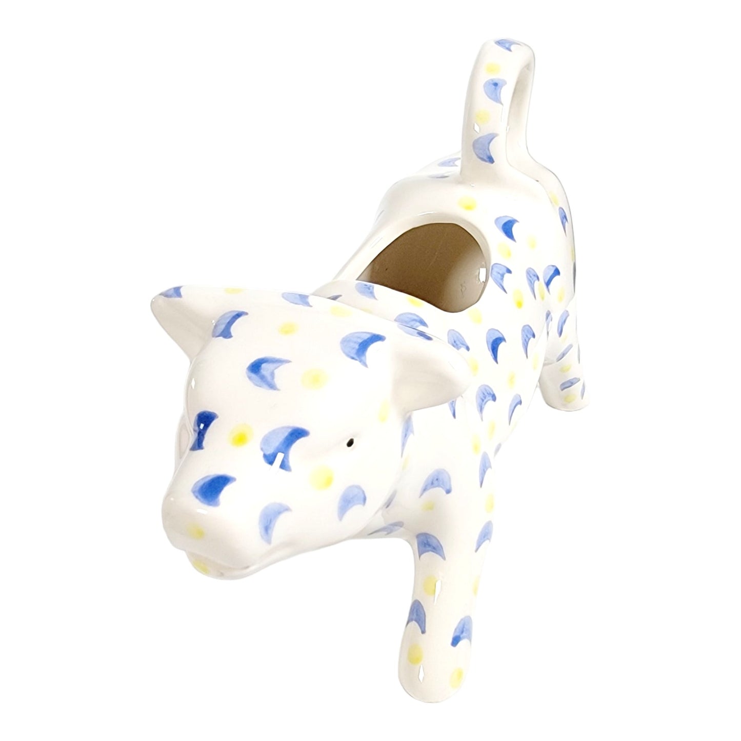 Arlington Designs Blue White Ceramic French Country Cow Creamer, Some Crazing, Small FLAW