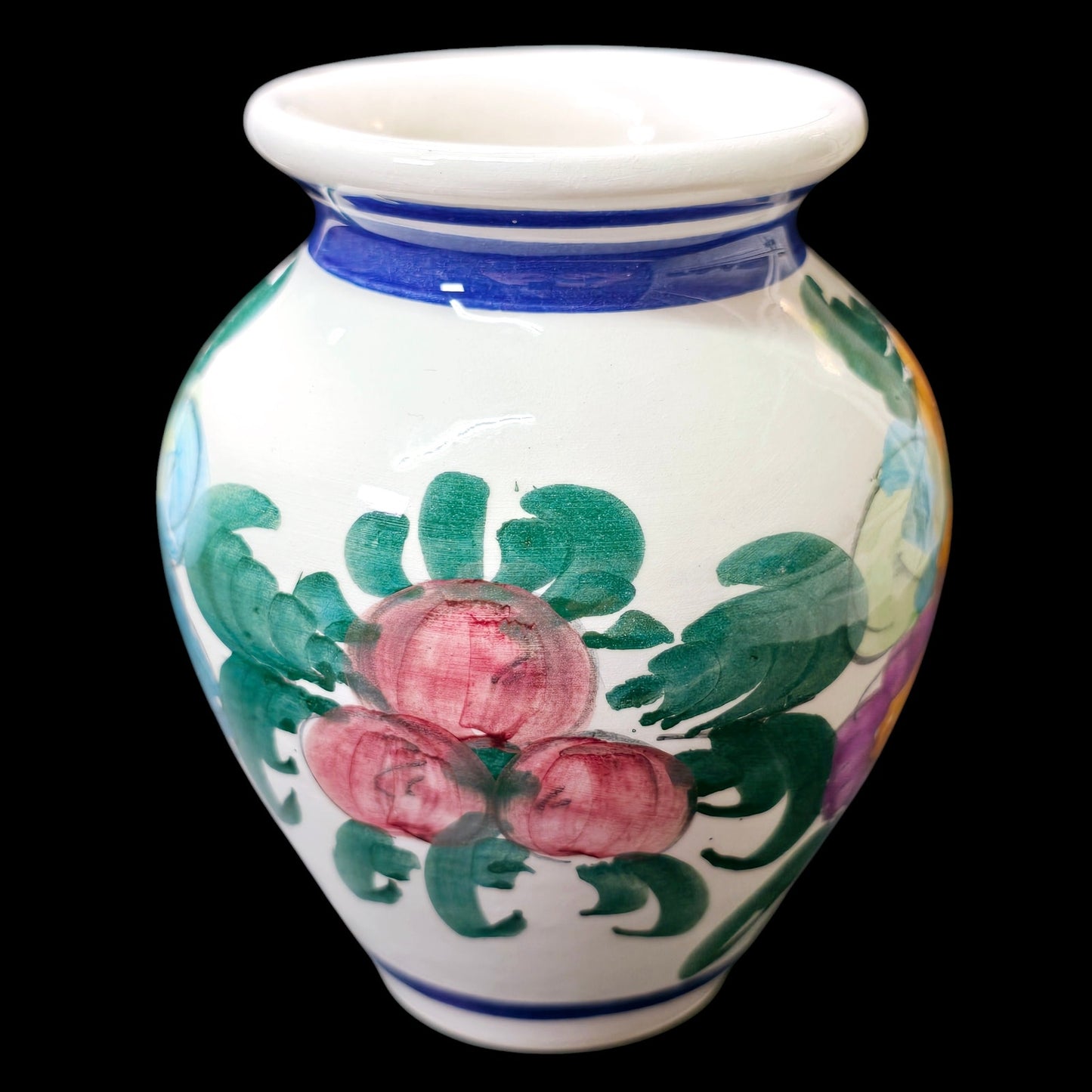 Hand Painted Floral Vase, Hand Made, Signed