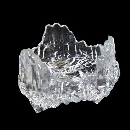 Vintage L.E. Smith Crystal Ice Glass Reversible Pillar 3 Taper Candle Holder