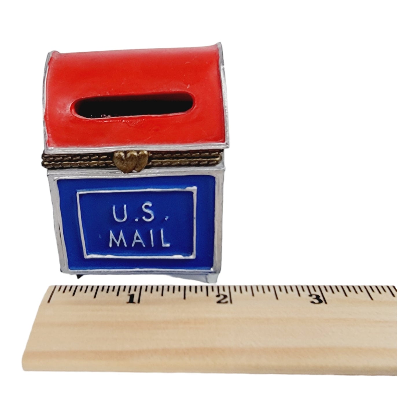 U.S. Mail Mailbox Trinket Box,Mini Stamp Dispenser 2.5" H