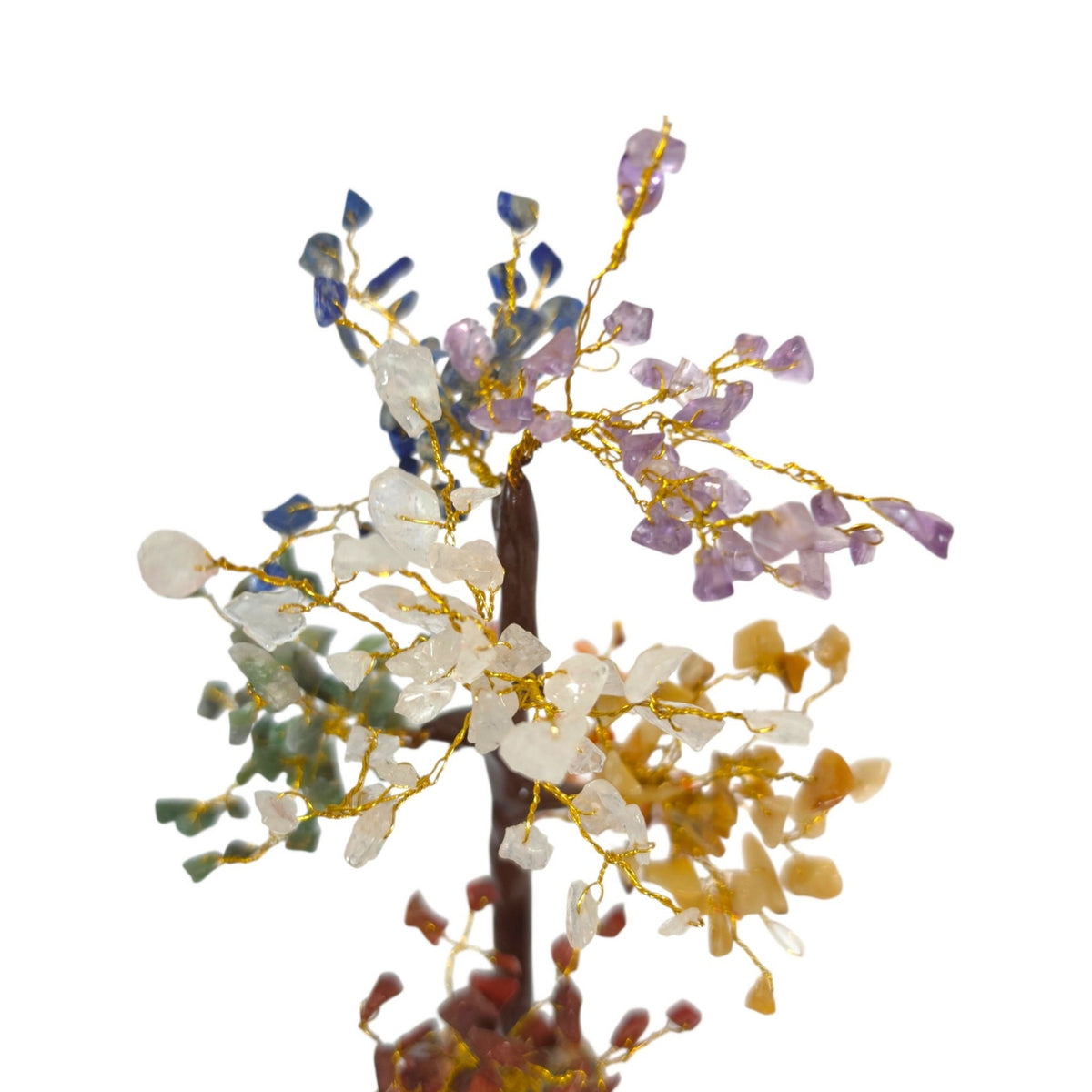 Multicolor Gemstone Bonsai Tree 7 Chakra Crystal Tree of Life Sculpture 10.5"