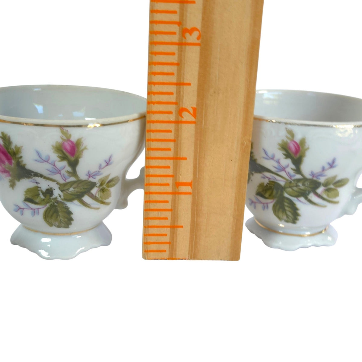 Vintage Royal Sealy Japan Floral Porcelain Teacups & Saucers, Set of 2